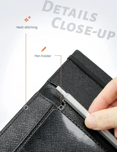 Miniatura 125 de Yarnic Funda para chequera personal, soporte para chequera con soporte para bolígrafo y divisor de plástico transparente integrado para cheques Rosa