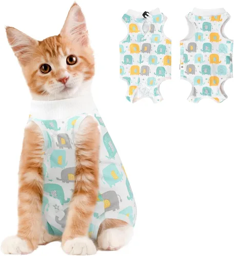 Miniatura 15 de Coppthinktu Traje de recuperación de gato para mujer, mameluco transpirable para después de la cirugía para heridas abdominales o enfermedades