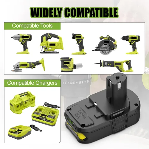 Miniatura 4 de Powilling Paquete de 2 baterías P189 mejoradas de 4.0Ah para batería Ryobi de 18 V, baterías de iones de litio de 18 voltios para herramientas