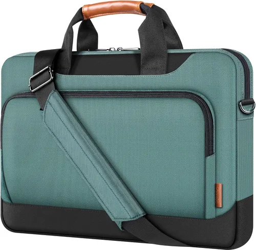 DOMISO Bolsa para laptop de 17-17.3 pulgadas de gran capacidad con correa para el hombro para Dell XPS/HP Pavilion 17/Lenovo Chromebook 317, Verde