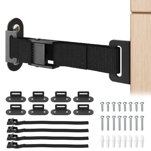 Miniatura 8 de Anclajes antipunta para muebles (2 juegos), anclaje de pared resistente para muebles, anclajes de pared a prueba de terremotos para seguridad