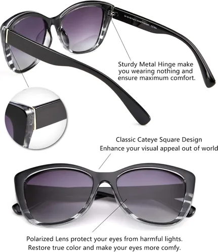 Miniatura 3 de FEISEDY Gafas de sol polarizadas vintage para mujer, estilo Jackie O Cat Eye B2451