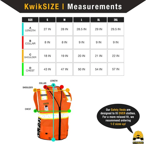 Miniatura 6 de KwikSafety BIG KAHUNA DIGITAL - Chaleco de seguridad [naranja, 3XL] + paquete de casco duro de ala completa TORTOISE