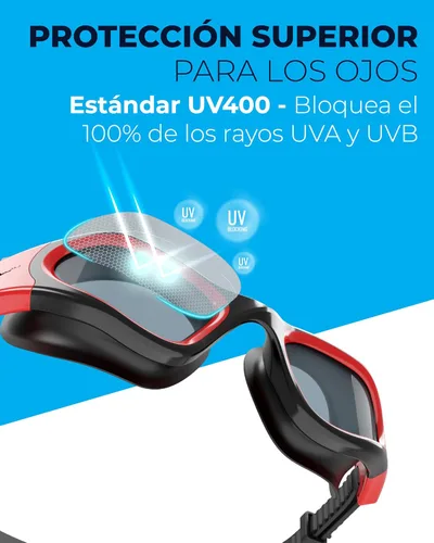 Miniatura 4 de AqtivAqua DX - Gafas de natación con visión amplia para adultos, hombres y mujeres, antiempañamiento y sin fugas Gafas negras + funda plateada