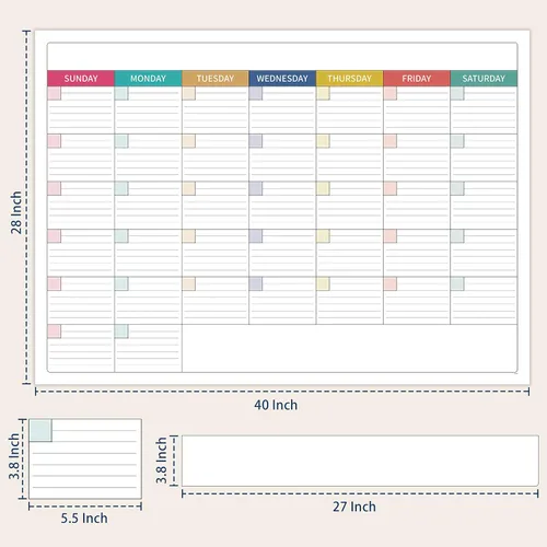 Miniatura 7 de Calendario grande de borrado en seco para pared, calendario de borrado en seco sin fecha, calendarios laminados borrables para pared con 8