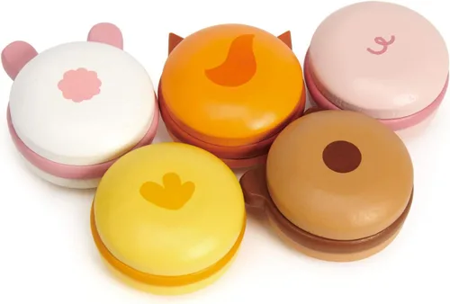 Miniatura 3 de Tender Leaf Toys - Macarons de animales - 5 macarons de madera con temática de animales para fiesta de té, juguetes pequeños para bolsas