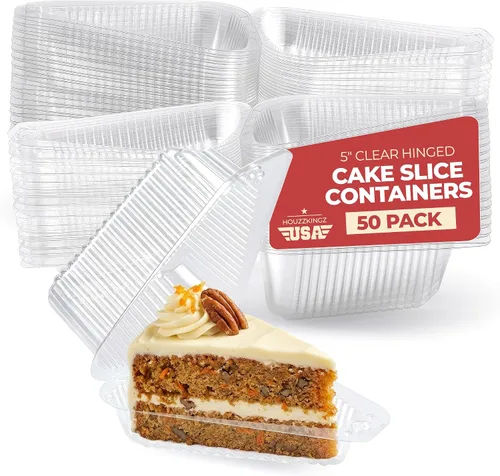 Miniatura 8 de 25 recipientes para rebanadas de pastel con tapas Recipientes de plástico desechables medianos con bisagras Recipiente transparente para tarta