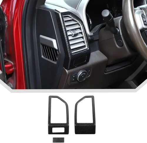 Miniatura 2 de 2 unids/set tablero de aire acondicionado cubierta de ventilación Trim para Ford F150 2015 2016 2017 2018 2019 2020 Accesorios interiores
