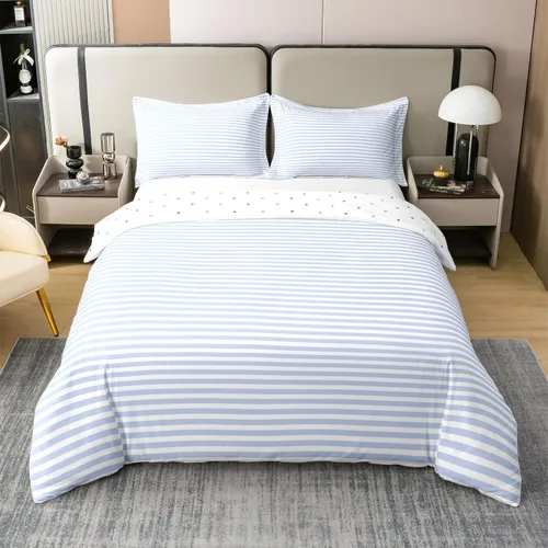 Miniatura 29 de Erosebridal Juego de ropa de cama de 100 % algodón a cuadros para niños y niñas, funda de edredón a cuadros, funda de edredón moderna geométrica