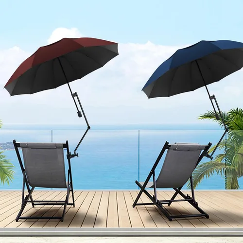 Miniatura 2 de Sombrillas de Patio UPF 50+ 360° Sombrilla de Sombra Ajustable, Sombrilla de Playa con Abrazadera Universal, Sombrilla de Playa con Abrazadera, Vino
