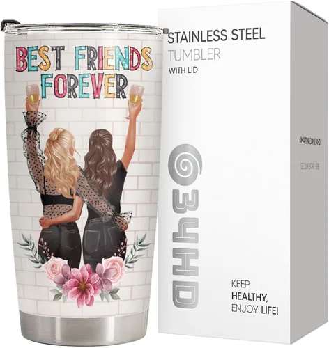 Miniatura 4 de 34HD Taza de Mejor Amigo con Tapa, Taza de Bebida Aislada BFF de 20 oz, Taza de Café de Otro Año de Unión, Regalos de Mejores Amigos, Regalos