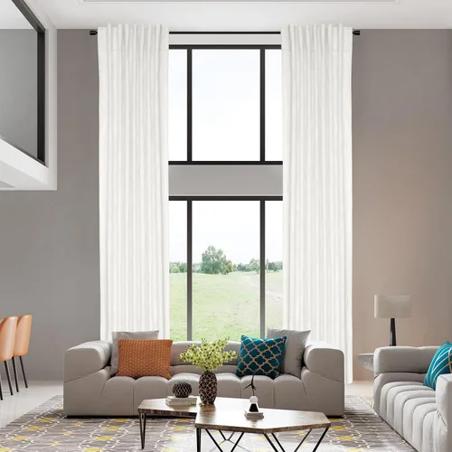 Miniatura 2 de HOMERILLA Cortinas de lino extralargas para puerta corrediza de cristal, cortinas largas de lille para sala de estar, cortinas largas con pestaña