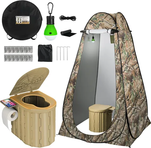 Miniatura 9 de Portable Camping Toilet with Pop-Up Privacy Tent, 12-inch Toilet Seat, Outdoor Portable Folding Toilet Potty for Adults Load Capacity of 400 Lbs