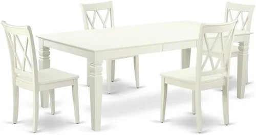 Miniatura 13 de East West Furniture LGCL7-BLK-W - Juego de mesa de comedor de 7 piezas que consta de una mesa de comedor rectangular con hojas de mariposa y 6