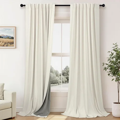 Miniatura 65 de Pitalk Cortinas cortas 100% opacas de lino para cafetería, 40 pulgadas de largo, 2 paneles, cortinas de puerta francesa para ventana, cortina