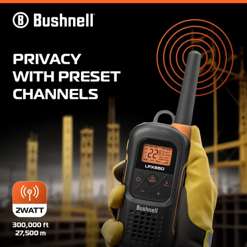 Miniatura 3 de Bushnell LPX650 Walkie Talkie Radio – Calidad fiable, diseño flotante resistente, 2 W de potencia para 42 millas de alcance, radios bidireccionales