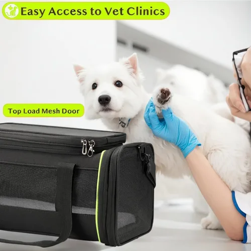 Miniatura 8 de Transportador de mascotas expandible negro para gatos y perros, aprobado por aerolíneas, diseño extensible de 2 lados y altura, bolsa de viaje