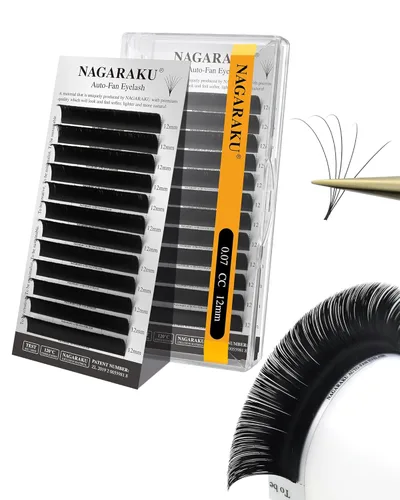 Miniatura 68 de NAGARAKU Easy Fan Extensiones de Pestañas Volumen Lash 0.07 Rizo D 8-15mm Bandeja Mixta Floración Rápida Visón Sintético en Racimo Para Ventilador