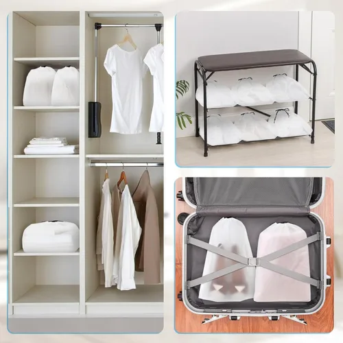 Miniatura 7 de Paquete de 18 bolsas de zapatos para viajes, 11.8 x 15.7 pulgadas, bolsas de viaje para zapatos para empacar, bolsa de viaje para zapatos, bolsas