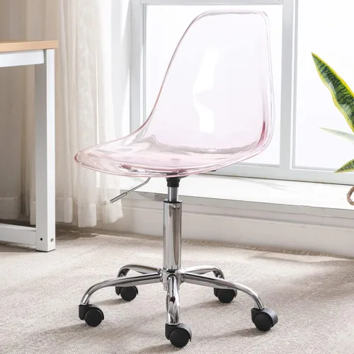 Miniatura 10 de Silla de escritorio de acrílico transparente, moderna, pequeña, con ruedas, linda silla de plástico sin brazos, silla de plástico Lucite