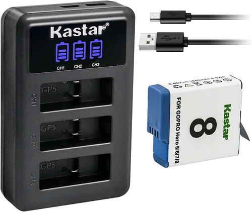 Kastar Paquete de 1 batería y cargador USB triple LCD compatible con cámara de acción Gopro Hero 8, cámara de acción Hero 7, cámara de acción Hero