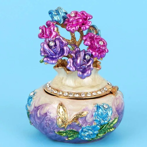 Miniatura 9 de Jarrón de pintura esmaltada de metal, cajas de joyería y organizadores, cajas de joyería, organizador de joyas, caja de baratijas, regalo