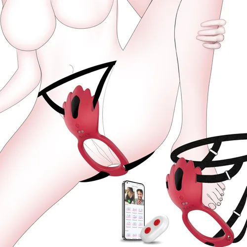 Juguetes sexuales para adultos, juguete sexual femenino con 9 modos de vibración, estimulador de clítoris con anillo de pene vibrador, juguete Rojo