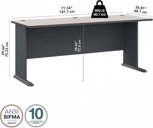 Miniatura 3 de Bush Business Furniture - Serie A 36W Escritorio 36W Negro, Madera Blanco y pizarra