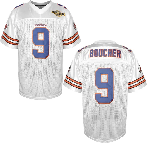 Miniatura 17 de Camiseta de fútbol The Waterboy #9 Bobby Boucher 50 aniversario Mud Dogs Bourbon Bowl Movie Football Jerseys para hombres