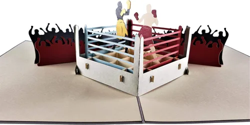 Miniatura 5 de iGifts And Cards Tarjeta de felicitación desplegable 3D de boxeo – Deportes, Negro, Lucha, Multitudes, Ganador – Se pliega – Diversión, Solo Porque