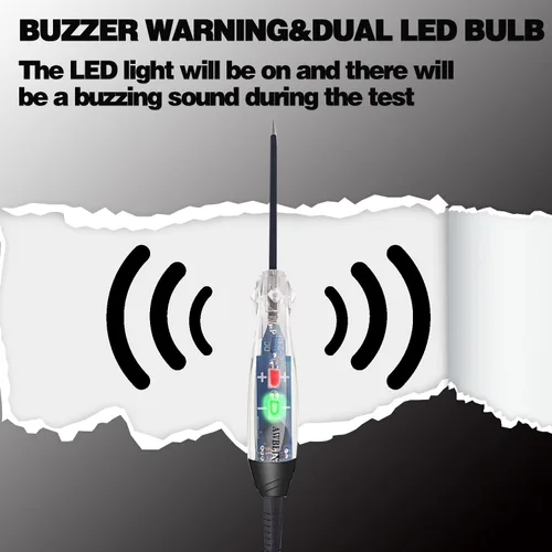 Miniatura 3 de AWBLIN Luz de prueba con zumbador automotriz, foco LED de doble color DC 6-24V, probador de circuito automotriz, herramienta de prueba de luz