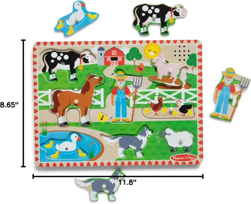 Miniatura 10 de Melissa & Doug - Rompecabezas con sonido (8 piezas), Granja de McDonald's, Multicolor
