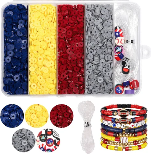 Miniatura 12 de 3500 cuentas de arcilla multicolor para hacer pulseras, cuentas de arcilla polimérica Heishi de 0.236 pulgadas, disco redondo plano para fabricación