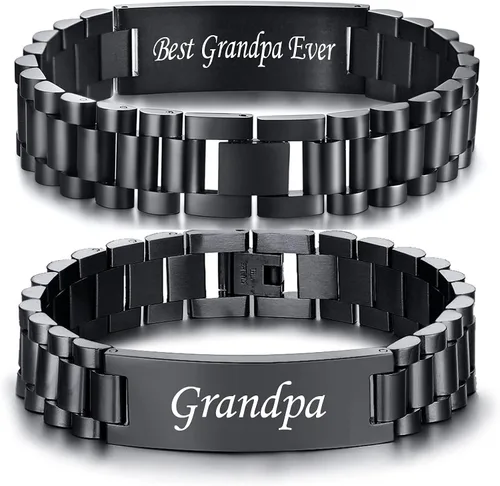 Miniatura 8 de VNOX Correa de reloj masculina de acero inoxidable, pulsera de eslabones personalizada, regalo de joyería para hombres, papá, padre, marido, novio