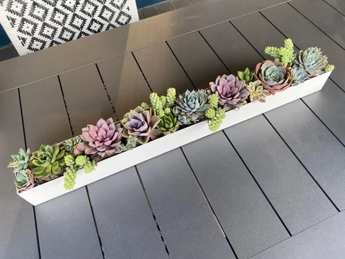 Miniatura 2 de Maceta moderna de canal de metal - Maceta rectangular para suculentas - Macetas para alféizar de 32" - Decorativa para interior/exterior, mesa
