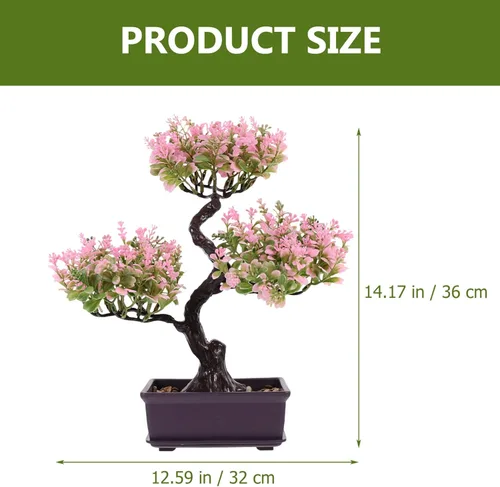 Miniatura 7 de Cabilock Árbol de bonsái artificial, decoración de bonsái artificial, modelo de planta verde artificial, planta en maceta para el hogar, mesa, Rosa