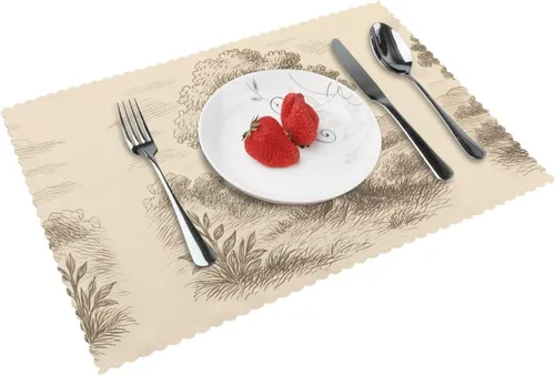 Miniatura 11 de Juego de 4 manteles individuales rectangulares, resistentes al calor 3D isométricos impresos para cocina y comedor