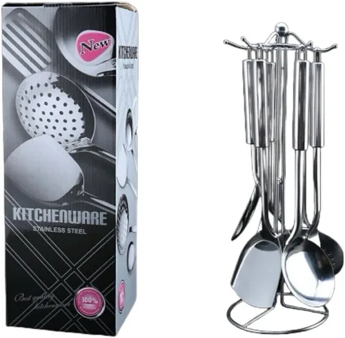 Miniatura 3 de Juego de utensilios de cocina de acero inoxidable, juego de 5 utensilios de cocina de acero inoxidable, juego de utensilios de wok que incluye
