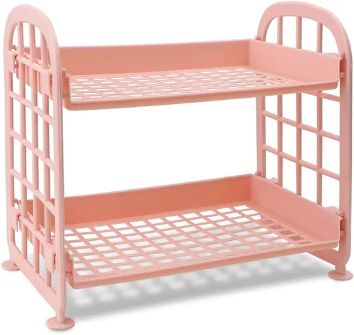 Miniatura 14 de organizador de escritorio para cosméticos y papelería, estante multifuncional de 2 niveles, organizador de maquillaje para cuidado de la piel