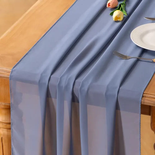 Miniatura 10 de Socomi Camino de mesa de gasa beige para verano, bohemio, rústico, de 10 pies, 29 x 120 pulgadas, decoración de camino de mesa de boda, decoración