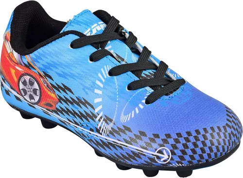 Vizari Racer - Zapatos de fútbol para niños pequeños y pequeños, diseño gráfico único con parte superior de cuero sintético resistente, suela de