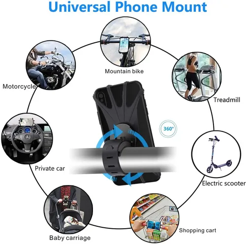 Miniatura 6 de Kinizuxi Paquete de 2 soportes universales para teléfono para bicicleta, soportes de silicona de rotación 360 para iPhone y Samsung, compatibles