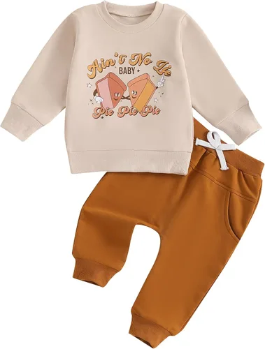 Miniatura 111 de Adobabirl Conjunto de sudadera y pantalones de Halloween para bebé, sudadera y pantalones con parche de calabaza para Halloween, otoño, ropa de bebé