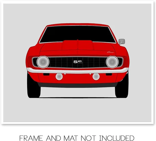 Miniatura 2 de Custom Car Posters Póster hecho a mano compatible con Chevy Camaro SS 1969 de 1ª generación, decoración de pared, 8 x 10 pulgadas, impresión