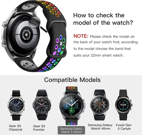 Miniatura 2 de Compatible con Samsung Watch 3 correas de 1.772 pulgadas/Galaxy Watch Band 1.811 pulgadas/Gear S3 Frontier/Classic Watch, 0.866 pulgadas, correa