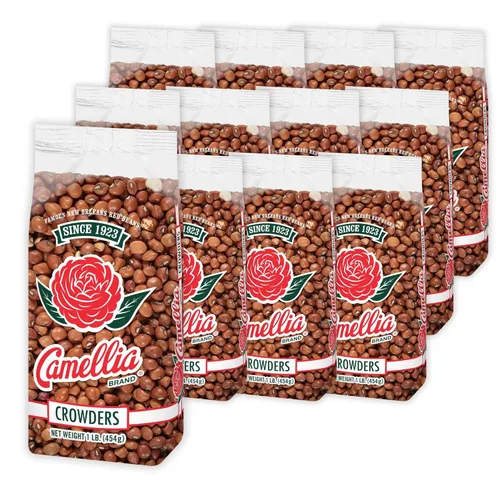 Camellia Brand Guisantes secos de Crowder, 1 libra (paquete de 12)