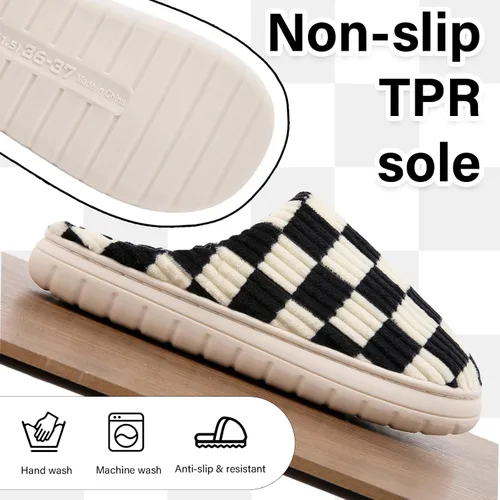 Miniatura 4 de Jaeynow Pantuflas mullidas para mujer en interiores, zapatos de casa unisex de espuma viscoelástica para hombre, zapatos de invierno cálidos