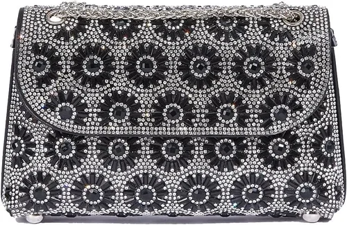 Bolso de mano de cristal con diamantes de imitación de flores, bolsa de hombro brillante para boda, graduación, fiesta, novia, invitada, caja de