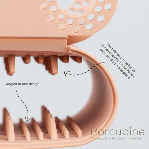 Miniatura 4 de Porcupine Recogedor de Pelo de Ducha para Pared, Diseño Moderno de Silicona Recoge y Oculta el Pelo Mojado en el Baño, Previene Desagües Obstruidos