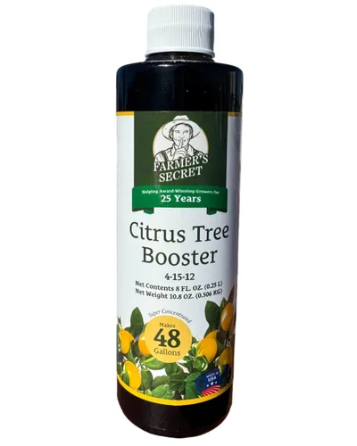 Farmer's Secret Fertilizante potenciador de árboles de cítricos (8 onzas), súper concentrado, formulado para todos los árboles de cítricos,